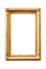 Blank empty 2:3 golden picture frame isolated on white background