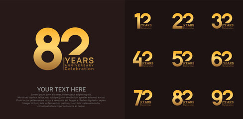 anniversary logotype style with gold color can be use for company celebration event