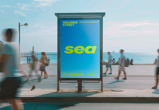 Beachside Billboard Ad Sign Mockup With Generative AI