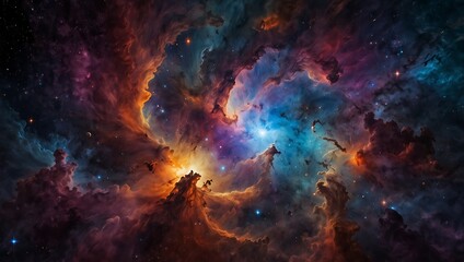 Fototapeta premium Design a breathtaking celestial dreamscape, showcasing a vast nebula with swirling