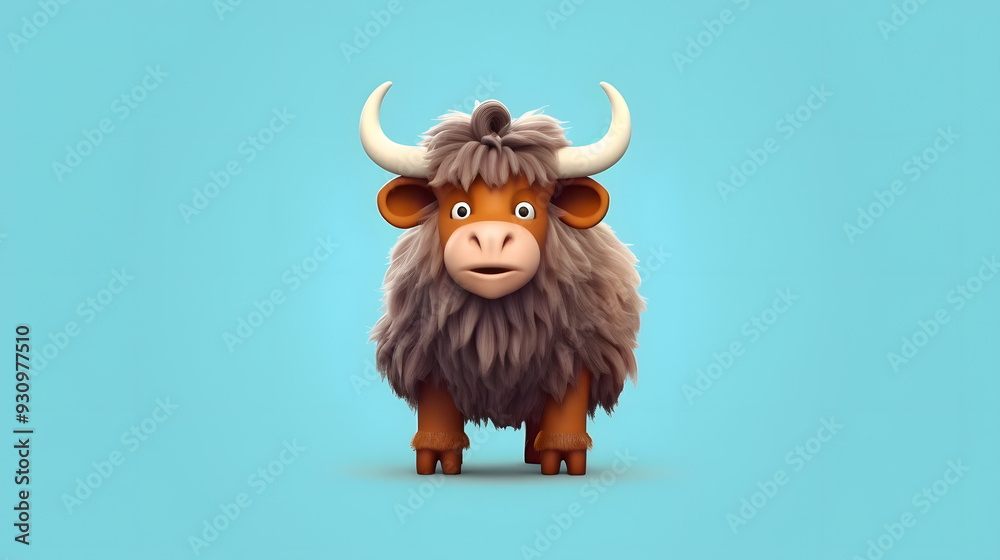 Poster Yak Animal 3d cartoon style