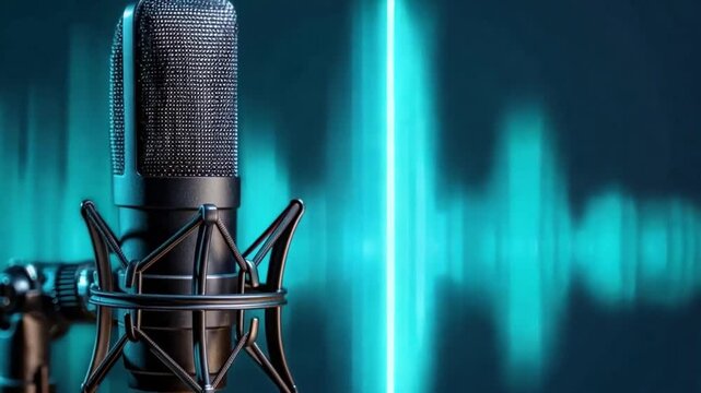 Microphone with waveform,Music and entertainment concept