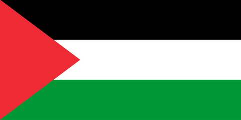 National flag of Palestine. Flag of the State of Palestine. Correct proportions and colors. Vector illustration