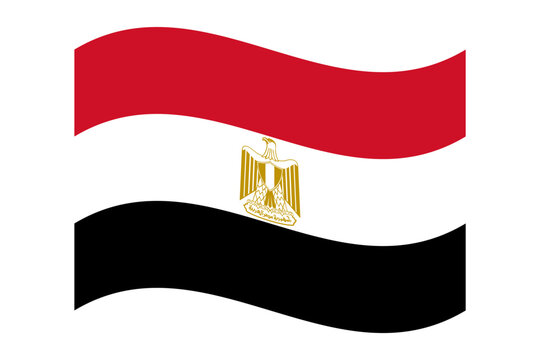 Wavy flag of Egypt, isolated on transparent background. Flag of the Arab Republic of Egypt. Vector illustration
