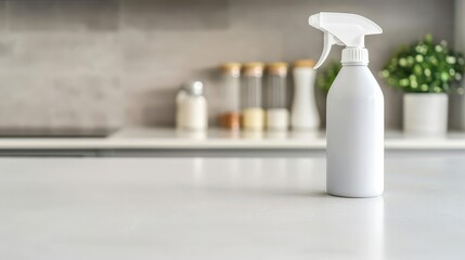 Antiseptic spray creating a bacteria-free zone on a kitchen countertop, anti-bacteria, kitchen hygiene, antiseptic spray
