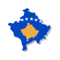 Kosovo - Flag inscribed in the contour of the country. Vector illustration.