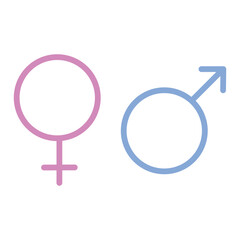 Male and Female icon symbol on white background, editable stroke, pixel perfect