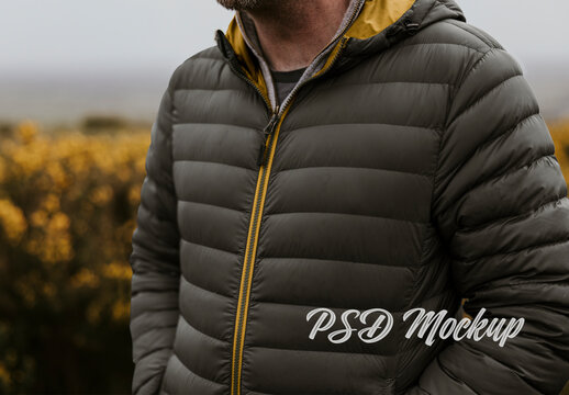 Apparel Men Puffer Jacket Mockup