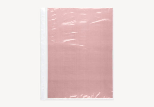 Stationery Flatlay Plastic Sleeve Paper Mockup