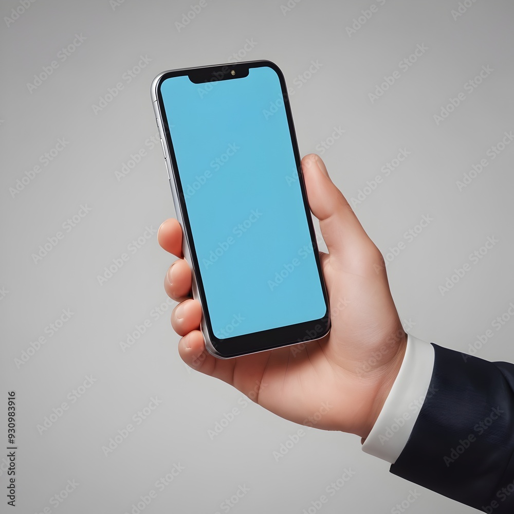 Wall mural hand holding smartphone with empty screen