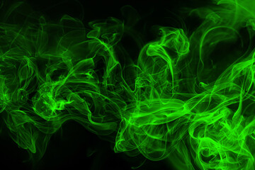Green Smoke Abstract on Black Background