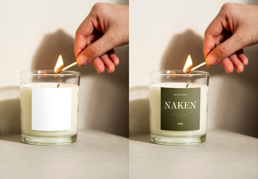 Branding Scented Candle Jar Label Mockup