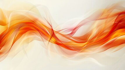 Abstract wavy background with orange, yellow and red colors on a white background.