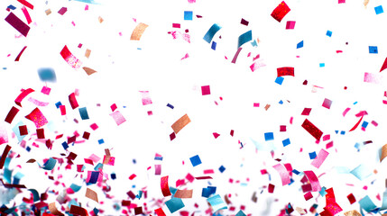 Party celebration background with colorful ribbon and ornaments on white