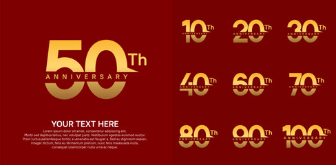 Fototapeta premium anniversary set logo style with golden color for company celebration moment