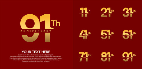 Fototapeta premium anniversary set logo style with golden color for company celebration moment
