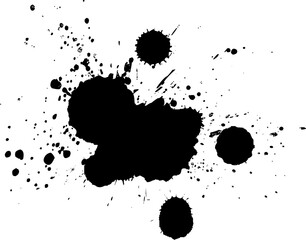 black ink brush painting splash splatter grunge graphic element