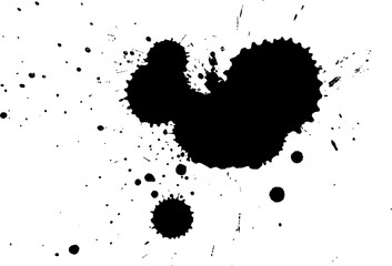 black watercolor brush splash splatter on white background