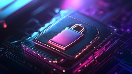 Secure Digital Wallet with Lock Icon Symbolizing Privacy and Protection for Online Financial Transactions and Payments