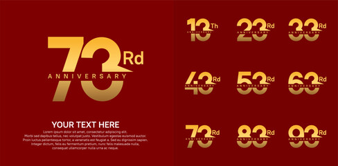 anniversary set logo style with golden color for company celebration moment