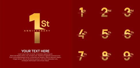 anniversary set logo style with golden color for company celebration moment