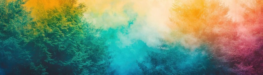 Obraz premium A vibrant blend of colors resembling a dreamlike forest, showcasing a harmonious mix of nature and artistry.