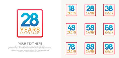 anniversary set logo style with blue color in square for company celebration moment