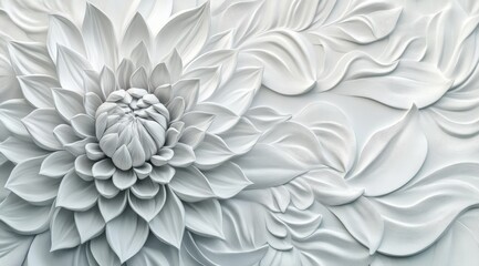 This exquisite vintage wallpaper design showcases intricately detailed 3D modeled flowers and leaves, making it an ideal choice for transforming any space, adding both elegance and a hint of whimsy