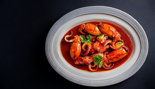 squid with Padang sauce on a plate