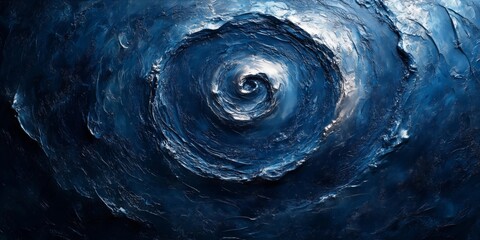 Textured Depth: Vortex Spiral in Midnight Blue and Silver, generative ai
