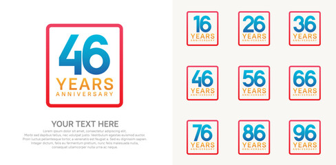 anniversary set logo style with blue color in square for company celebration moment