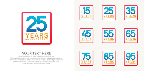 anniversary set logo style with blue color in square for company celebration moment