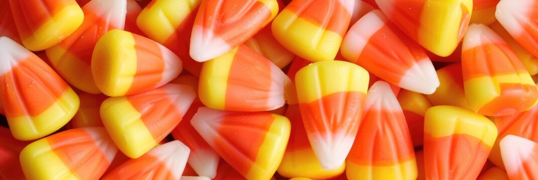 Empty notecard invitation or announcement featuring candy corn design.