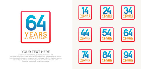 anniversary set logo style with blue color in square for company celebration moment