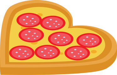 Heart shaped pizza with pepperoni for valentine's day or other romantic event