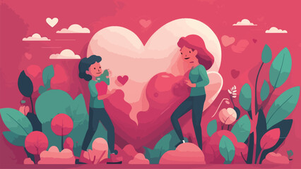 world heart day illustration, flat design style