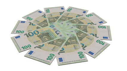 EURO CURRENCY BILLS in 360 degree circular pattern