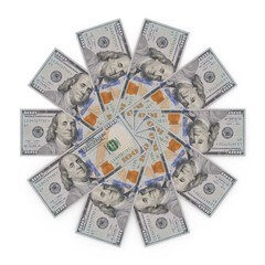 DOLLAR CURRENCY BILLS in 360 degree circular pattern