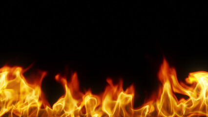 Fototapeta premium Realistic fire flame on black background.