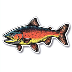 Fototapeta premium Colorful Cartoon Trout and Salmon Vector Illustration for Seafood Art and Design