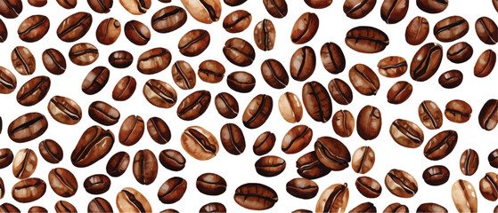 Obraz premium Coffee beans pattern background watercolor style7