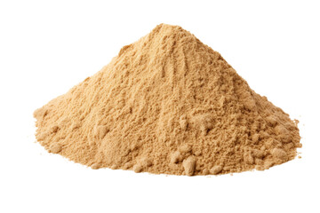 Naklejka premium A high pile of desert sand with sharp, defined edges and a fine grain, Isolated on white background