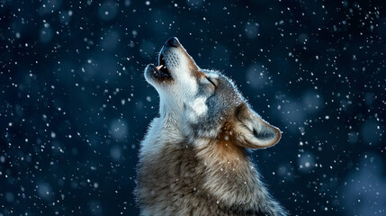 “Winter’s Voice: A Lone Wolf and the Moonlit Night”