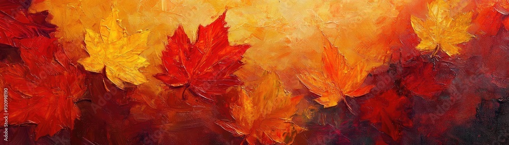 Poster vibrant autumn leaves create a stunning display of colors, capturing the essence of fall in a beauti