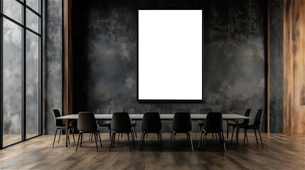 Large company conference room, empty white frame