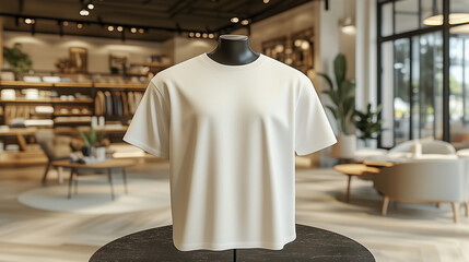 Men's black blank T-shirt template, two sides, natural shape on invisible mannequin, for your design mockup for print, isolated on shop store background. Set Mockup of a white oversized t-shirt 3D