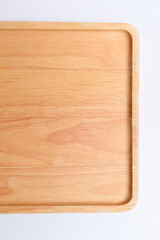 brown wooden tray isolated on white background