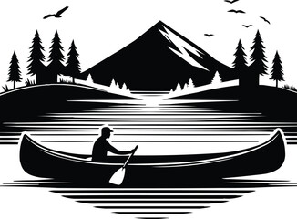 Canoe Silhouette Vector illustration 