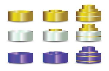 Set of 3D product podium. vector illustration	