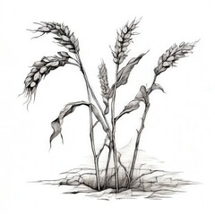 the AI Image Generator, Line art drawing of wheat ear